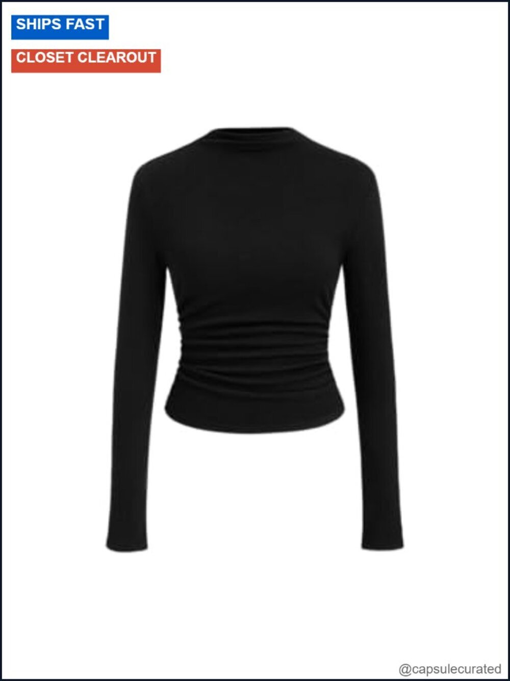 Mock Neck Thermal Long Sleeve Ruched Going Out Top Slim Fit Tee